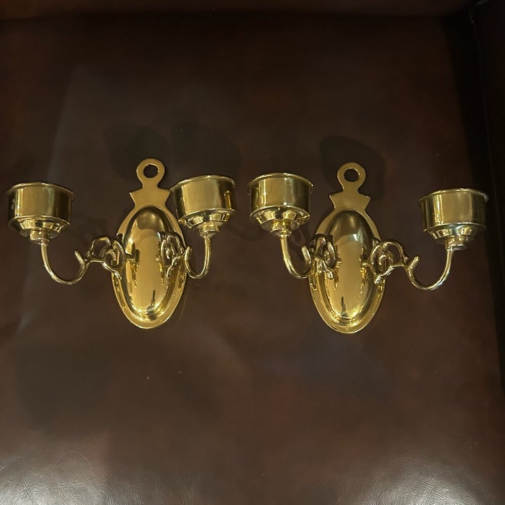 NWT Vintage Ethan Allen Solid Brass Candle Wall Scones Set of 2 - Picture 6 of 9